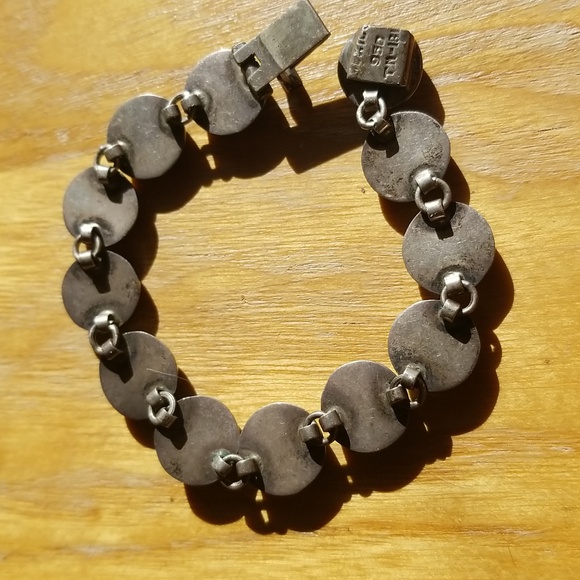 Exquisite Vintage Stone and 950 Silver Bracelet - Picture 2 of 7